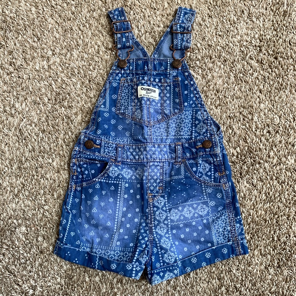 OshKosh B’Gosh chambray patchwork shortalls